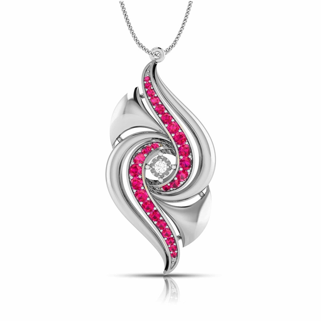 Jewelove™ Pendants Red Platinum Diamond Pendant with Emerald for Women JL PT P NL8674