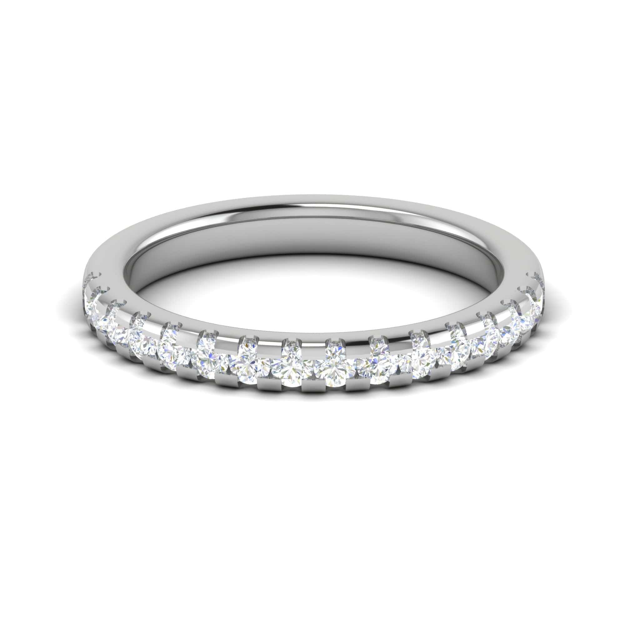 Natural Diamond Arched Accent Wedding Band in White Gold 18K