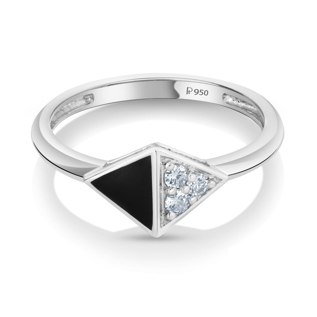 Jewelove™ Rings Platinum Diamond Ring of Balance with Black Rhodium for Girls JL PT 1016
