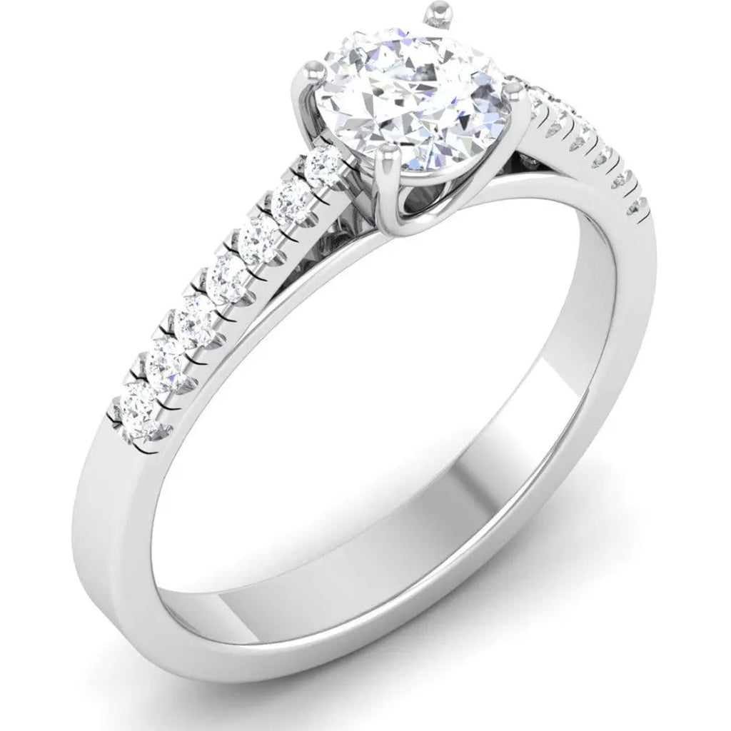 Jewelove™ Rings Women's Band only / SI IJ Platinum Diamond Solitaire Mounting with Diamond Shank JL PT 485-M