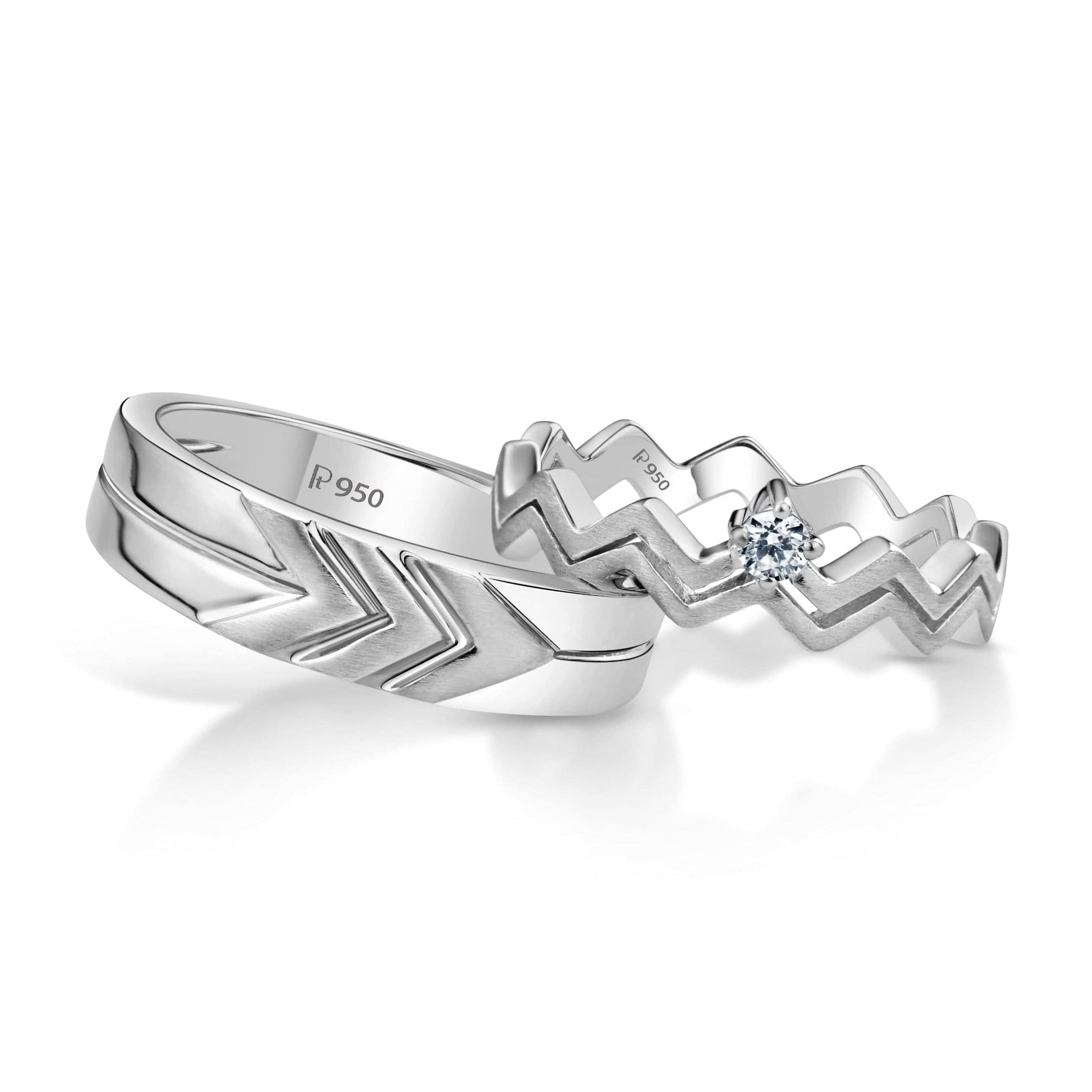 Jewelove™ Rings Both Platinum Diamonds Couple Ring JL PT 1049
