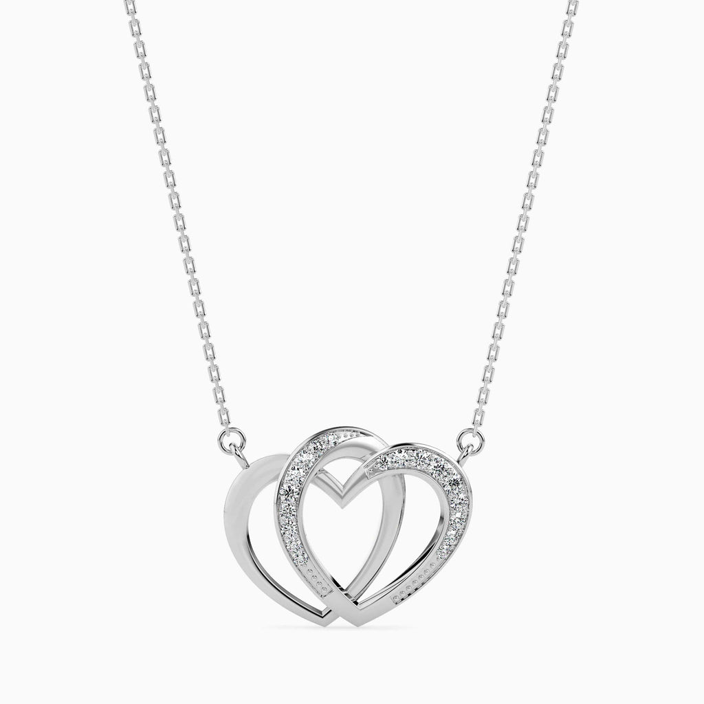 Jewelove™ Pendants SI IJ Platinum Diamonds Pendant with Double Heart for Women JL PT P 18037