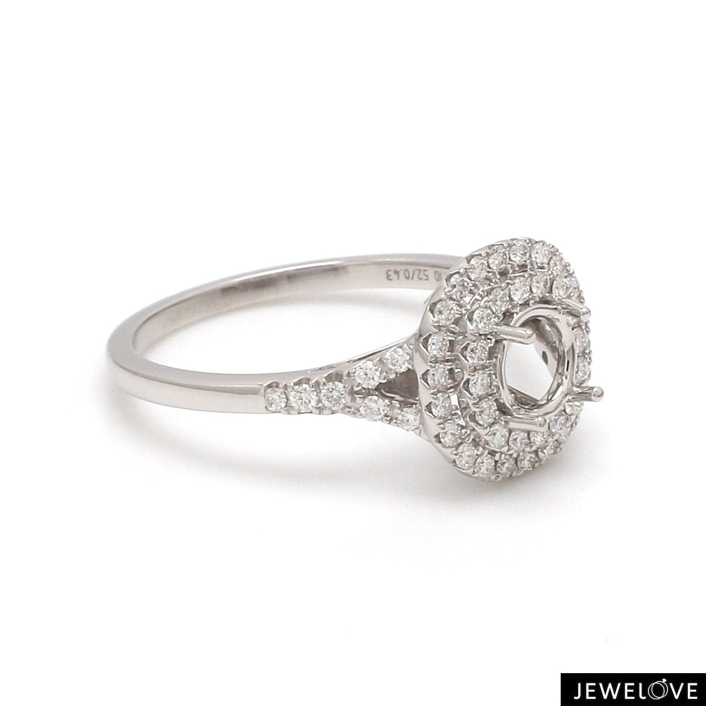 Jewelove™ Rings Women's Band only / SI IJ Platinum Double Halo Diamond Split Shank Mounting Ring JL PT 1268-M