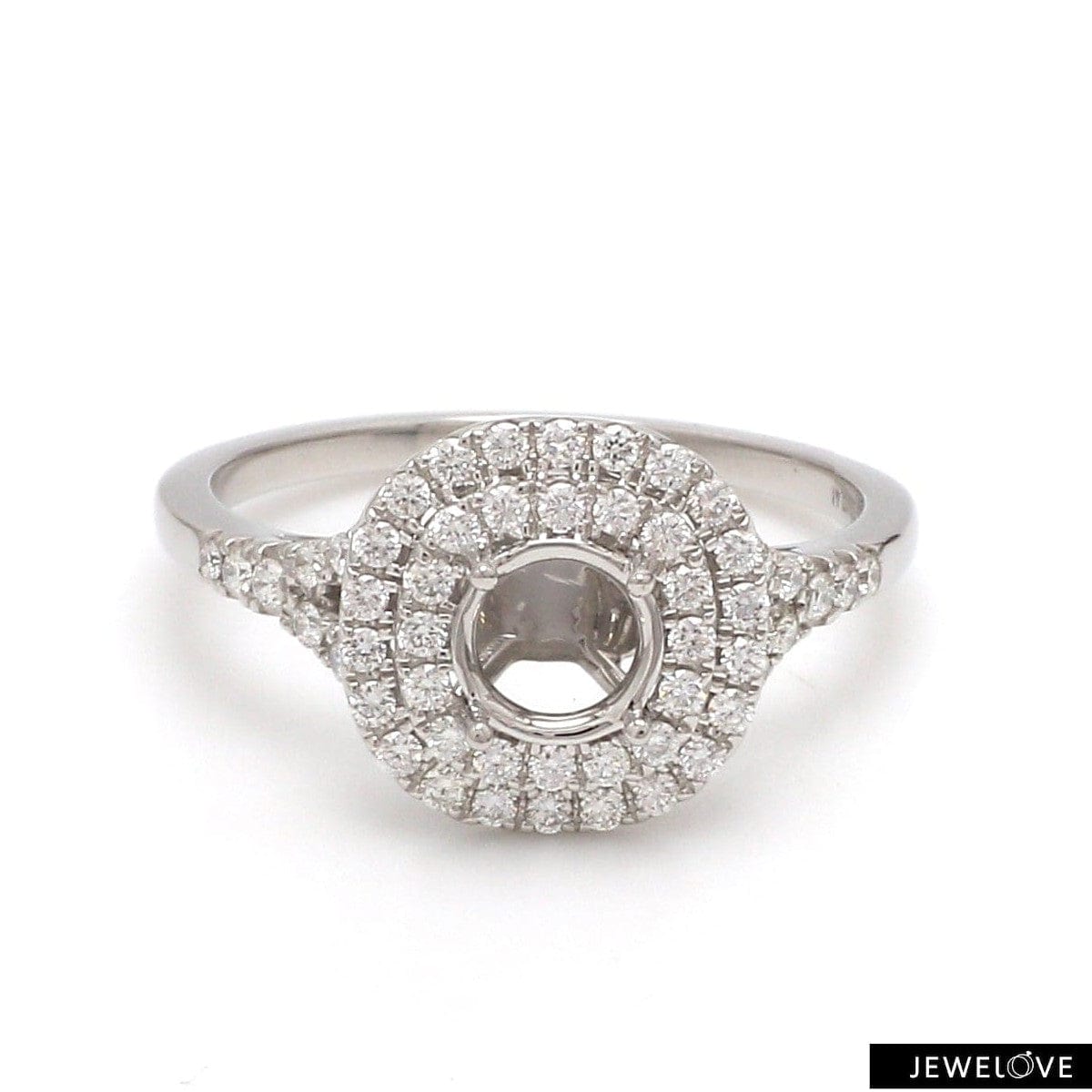 Jewelove™ Rings Women's Band only / SI IJ Platinum Double Halo Diamond Split Shank Mounting Ring JL PT 1268-M