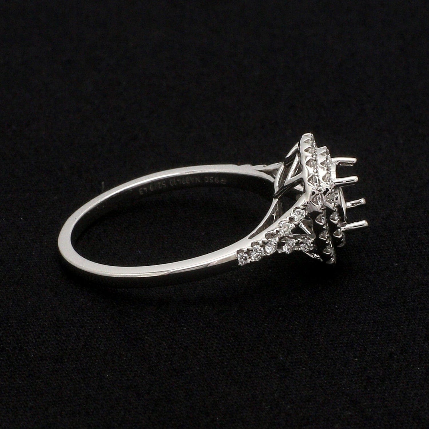 Jewelove™ Rings Women's Band only / SI IJ Platinum Double Halo Diamond Split Shank Mounting Ring JL PT 1268-M