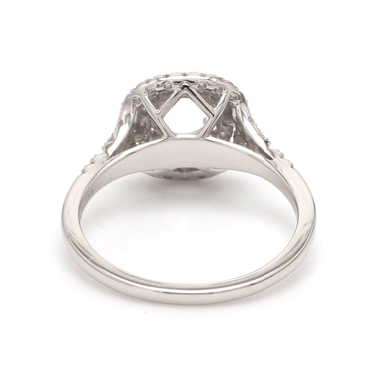 Jewelove™ Rings Women's Band only / SI IJ Platinum Double Halo Diamond Split Shank Mounting Ring JL PT 1268-M