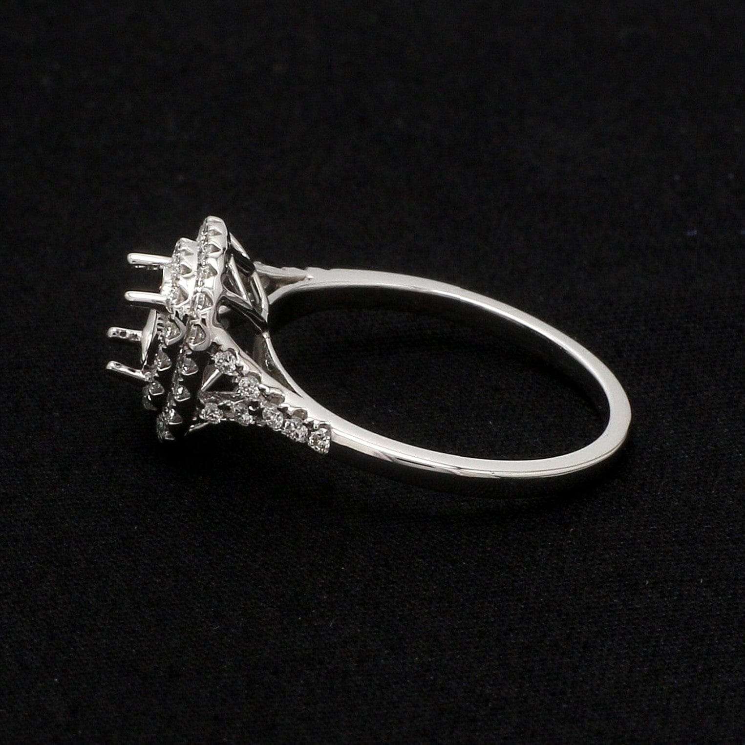 Jewelove™ Rings Women's Band only / SI IJ Platinum Double Halo Diamond Split Shank Mounting Ring JL PT 1268-M