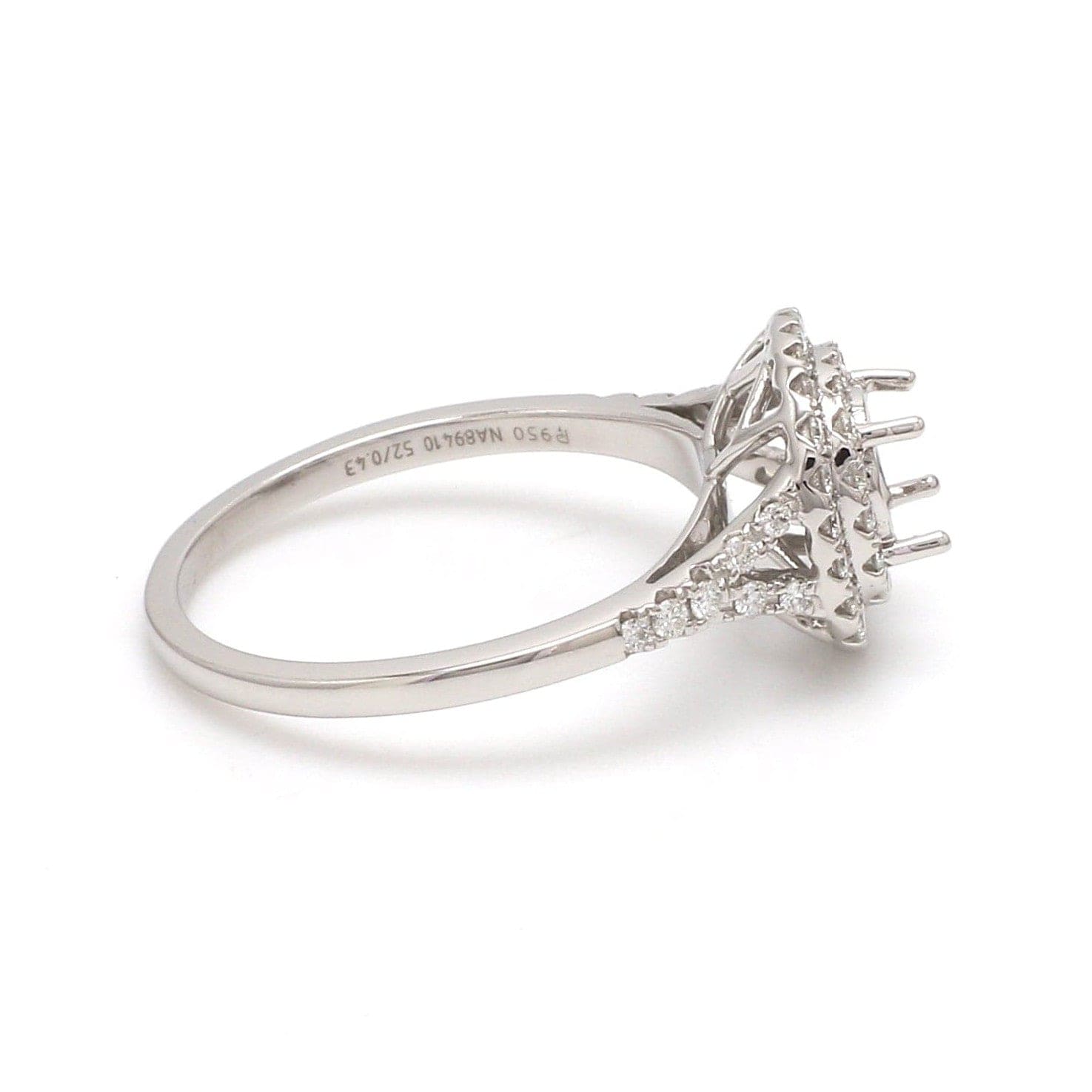 Jewelove™ Rings Women's Band only / SI IJ Platinum Double Halo Diamond Split Shank Mounting Ring JL PT 1268-M