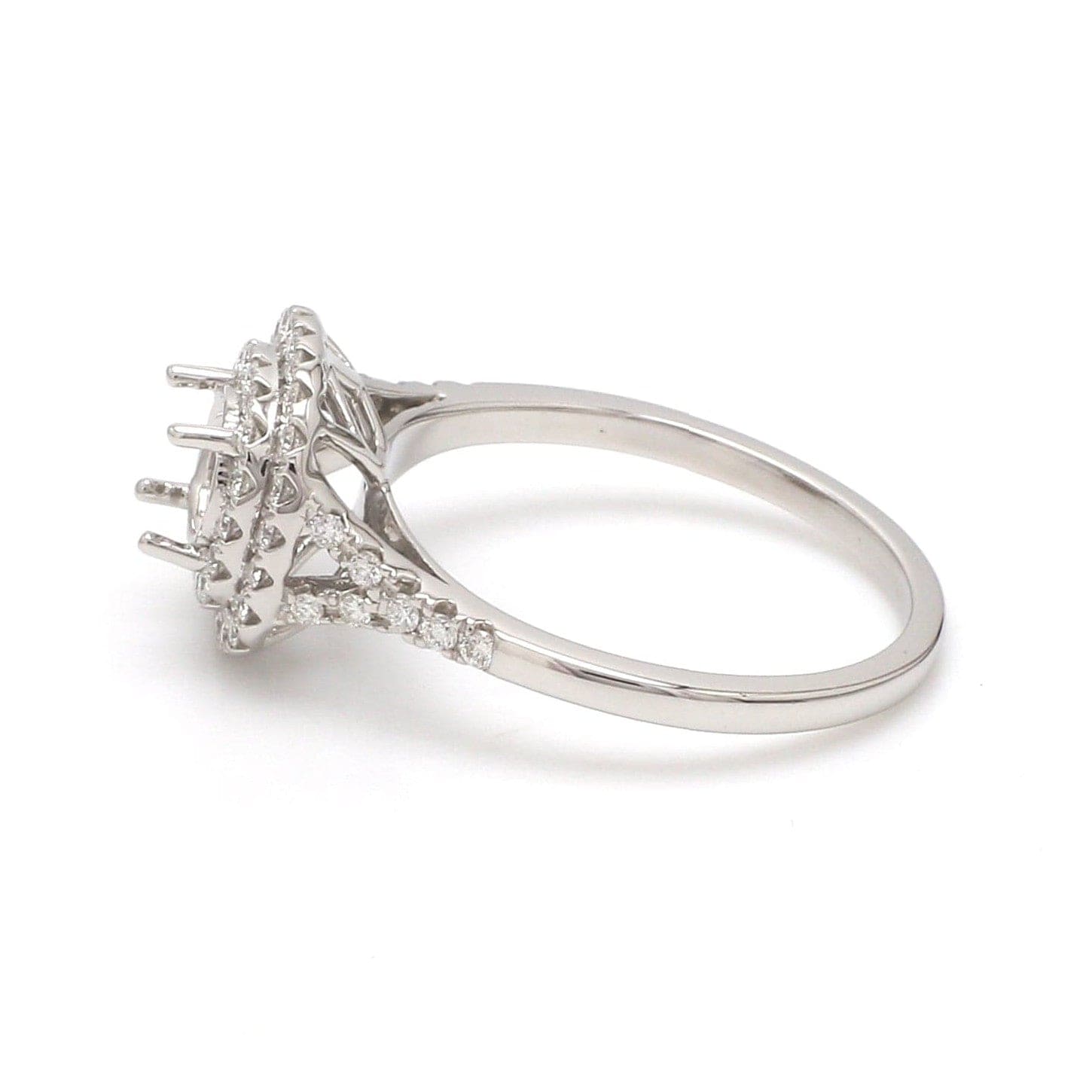 Jewelove™ Rings Women's Band only / SI IJ Platinum Double Halo Diamond Split Shank Mounting Ring JL PT 1268-M