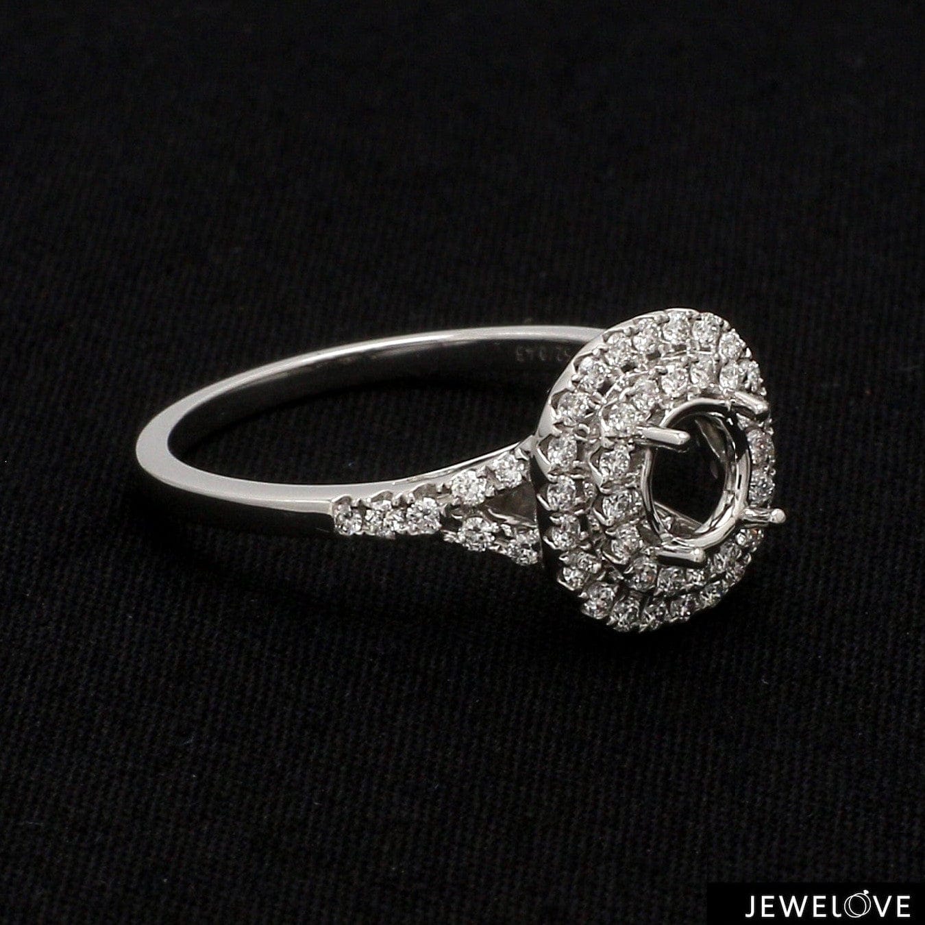 Jewelove™ Rings Women's Band only / SI IJ Platinum Double Halo Diamond Split Shank Mounting Ring JL PT 1268-M