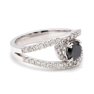 Platinum Engagement Ring for Women with Black Diamond SJ PTO  516-BlackDiamond