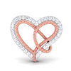Front View of Platinum of Rose Double Heart Pendant Earring with Diamonds JL PT P 8084