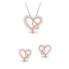 Platinum of Rose Double Heart Pendant Set with Diamonds JL PT P 8084