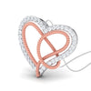 Perspective View of Platinum of Rose Double Heart Pendant Earring with Diamonds JL PT P 8084