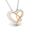 Jewelove™ Pendants Platinum & Gold Double Heart Pendant with Diamonds JL PT P 8084