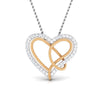 Jewelove™ Pendants SI IJ / Yellow Gold Platinum & Gold Double Heart Pendant with Diamonds JL PT P 8084