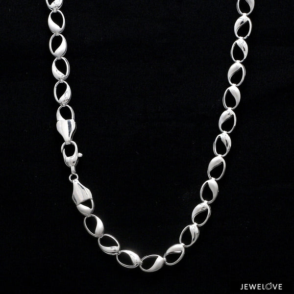 Jewelove™ Chains Platinum Hi-Polish & Matte Finish Links Chain for Men JL PT CH 1193