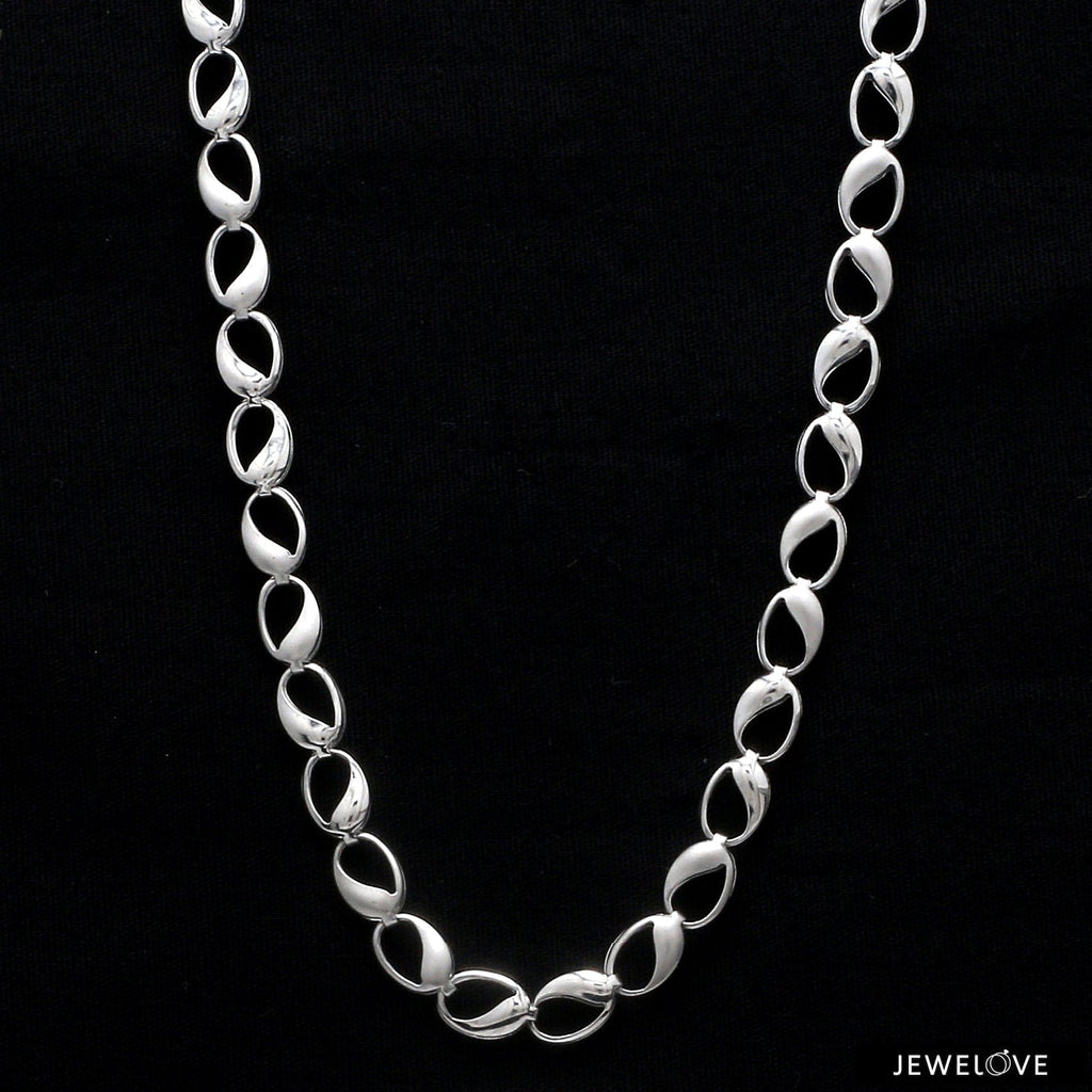 Jewelove™ Chains Platinum Hi-Polish & Matte Finish Links Chain for Men JL PT CH 1193