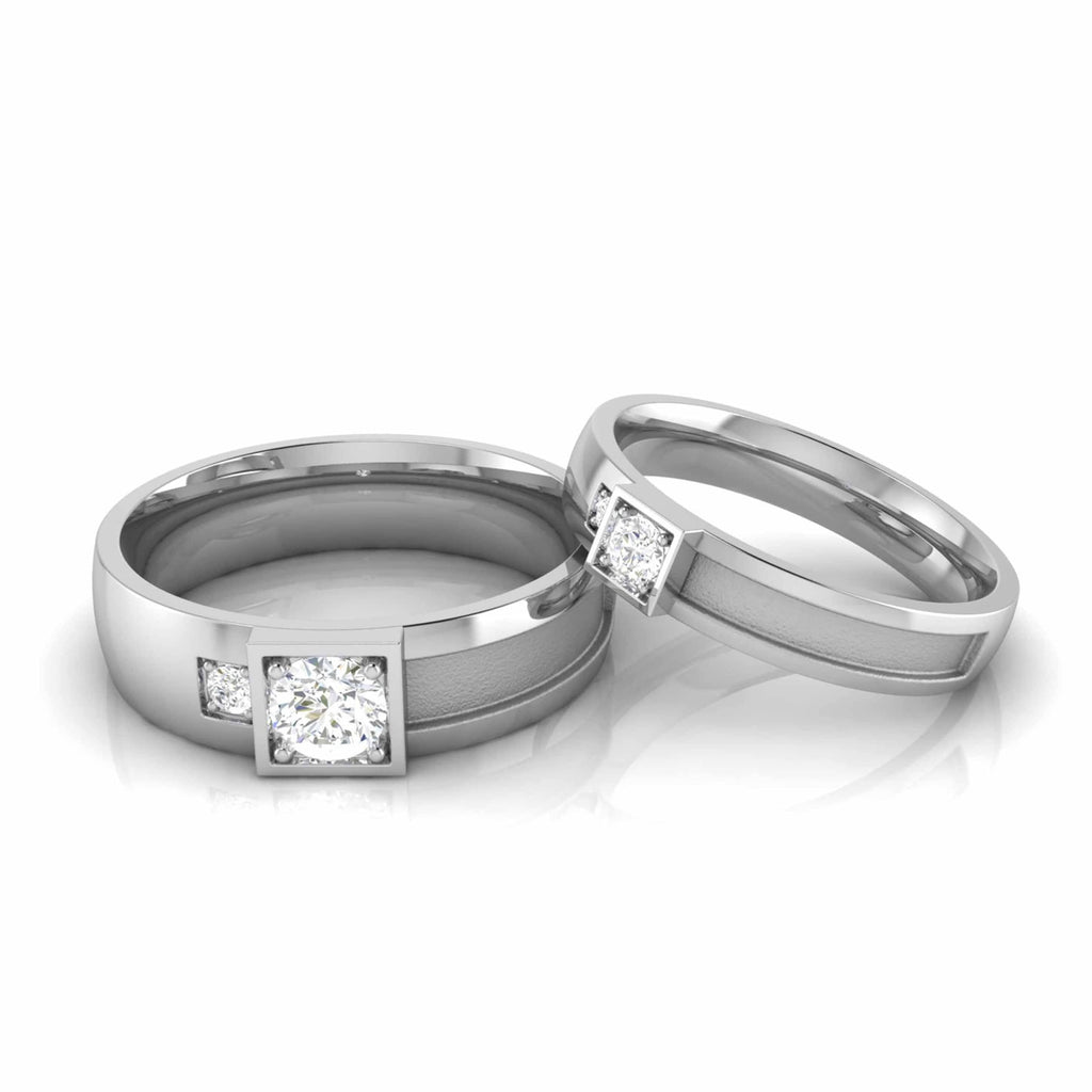 Jewelove™ Rings Both / SI IJ Platinum Love Bands Diamond Couple Rings JL PT CB 163