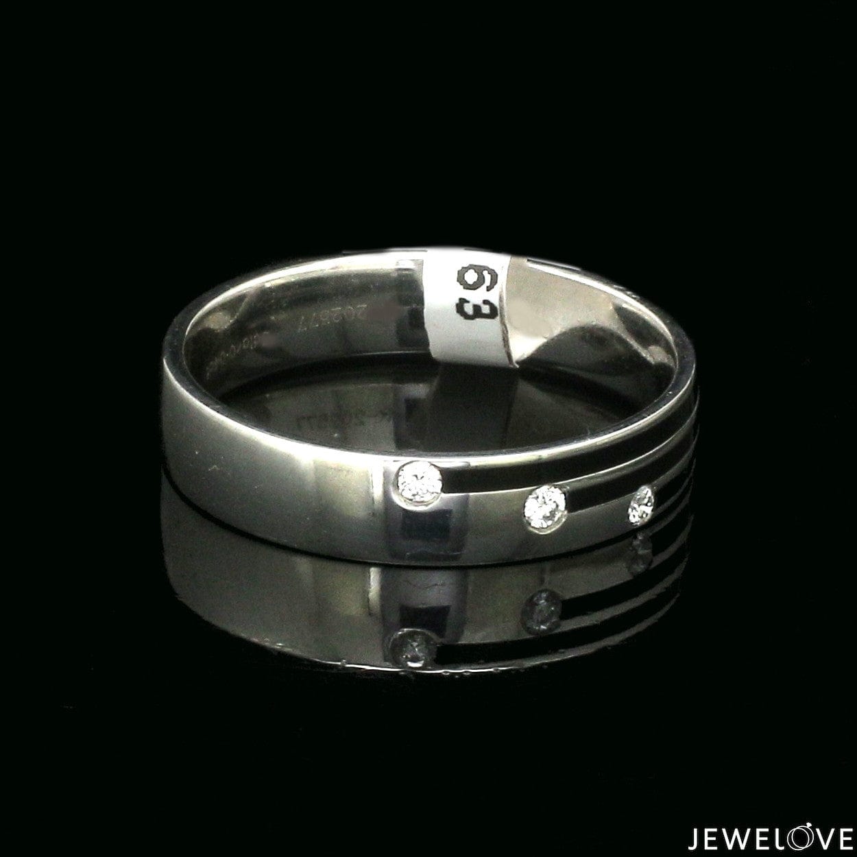 Jewelove™ Rings Platinum Love Bands Diamond Couple Rings with Black Enamel JL PT 1421