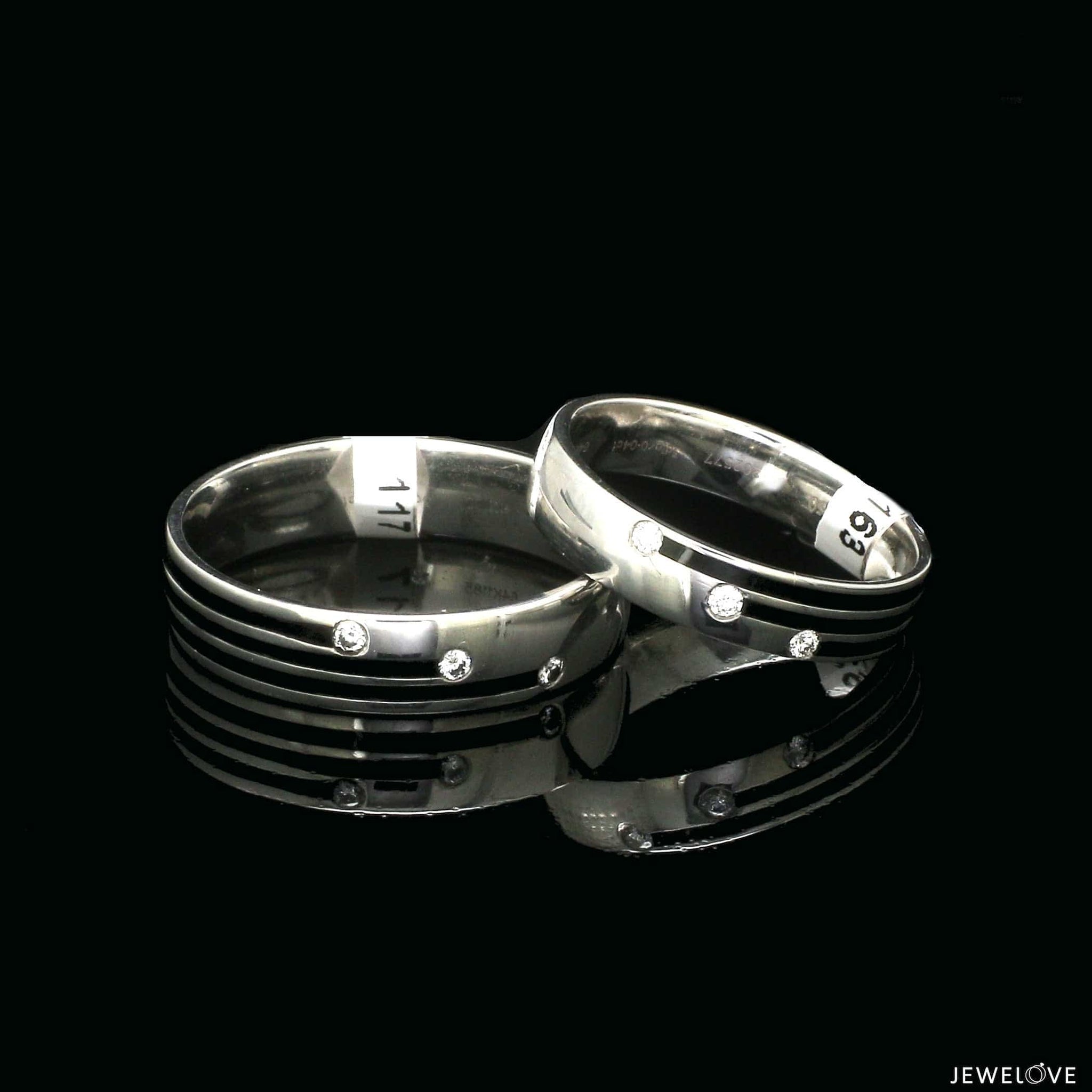 Jewelove™ Rings Platinum Love Bands Diamond Couple Rings with Black Enamel JL PT 1421