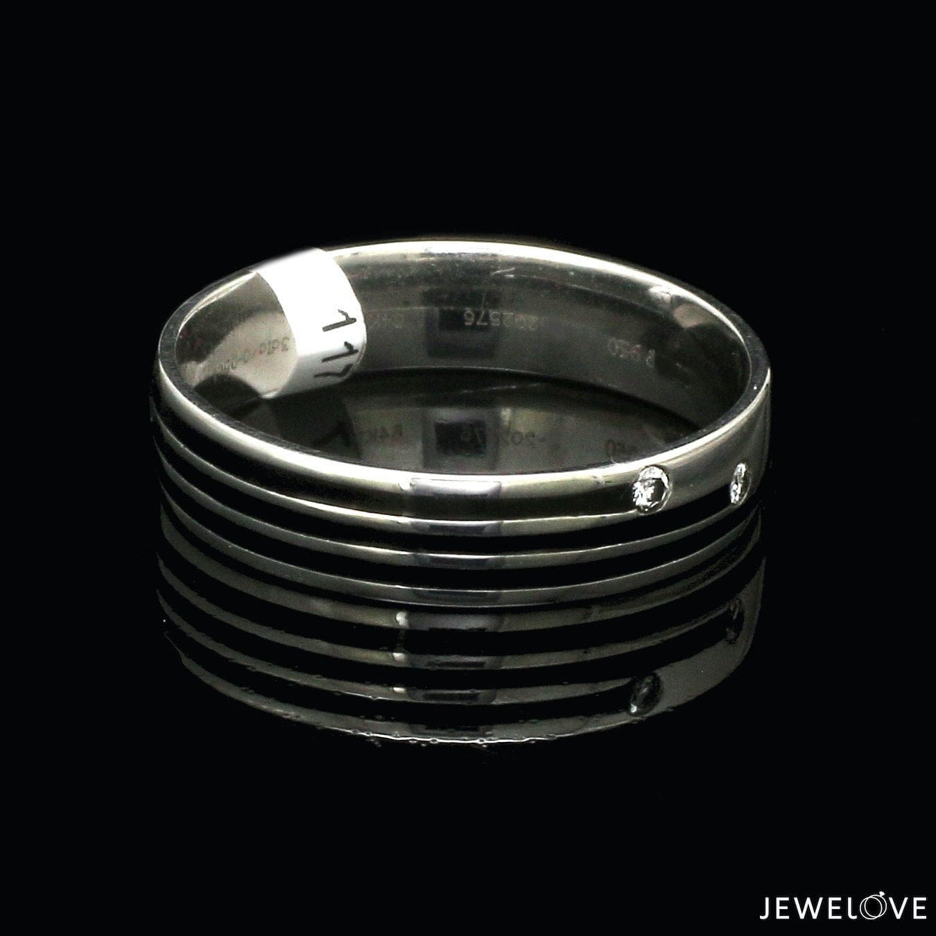 Jewelove™ Rings Platinum Love Bands Diamond Couple Rings with Black Enamel JL PT 1421