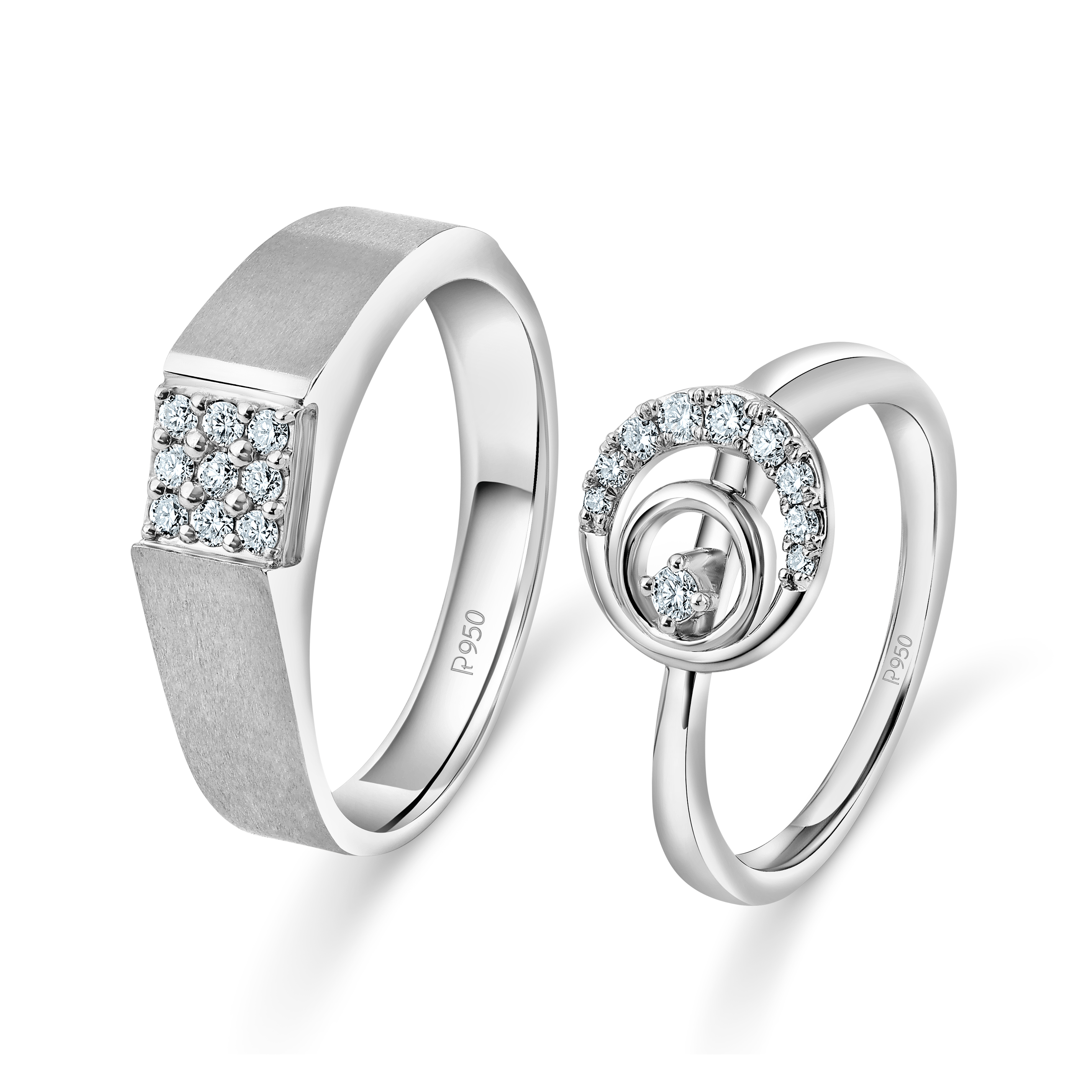 Platinum Love Bands Diamond Rings for Couple JL PT 1259