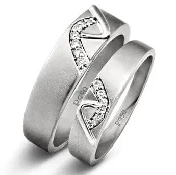 Jewelove™ Rings Both / SI IJ Platinum Love Bands with a Lovely Secret SJ PTO 220