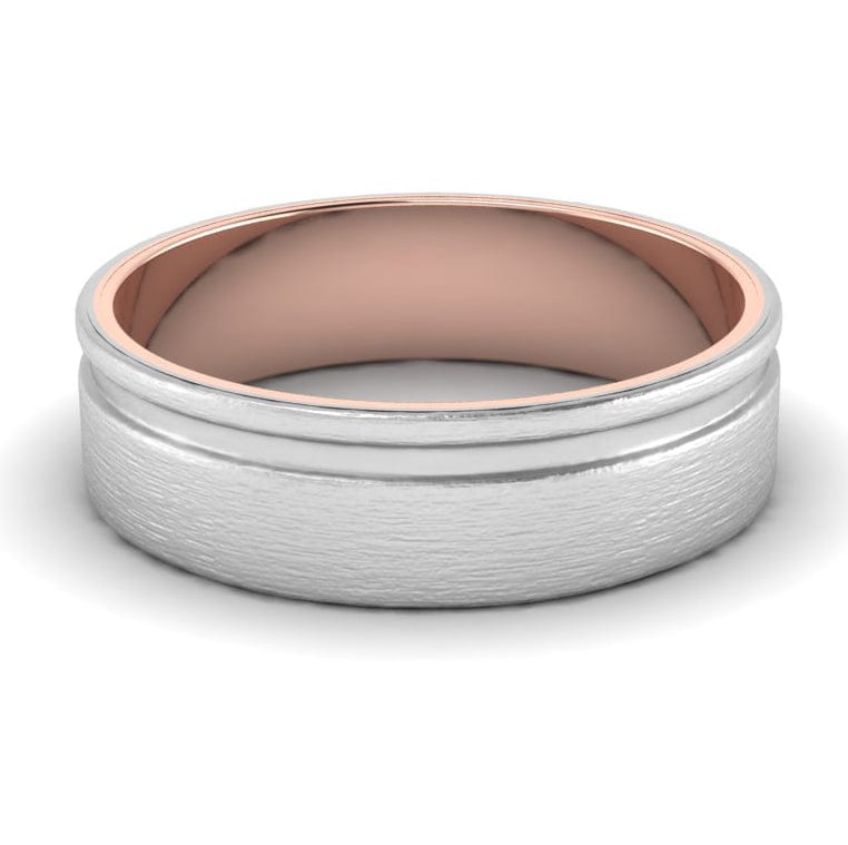 Jewelove™ Rings Men's Band only Platinum Love Bands with a Single Groove & Rose Gold Base JL PT 643