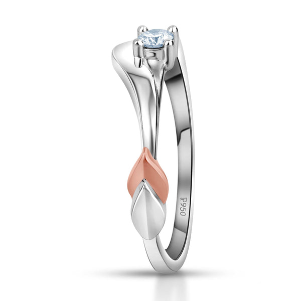 Jewelove™ Rings SI IJ / Women's Band only Platinum Love Bands with Rose Gold & Diamonds JL PT 1076