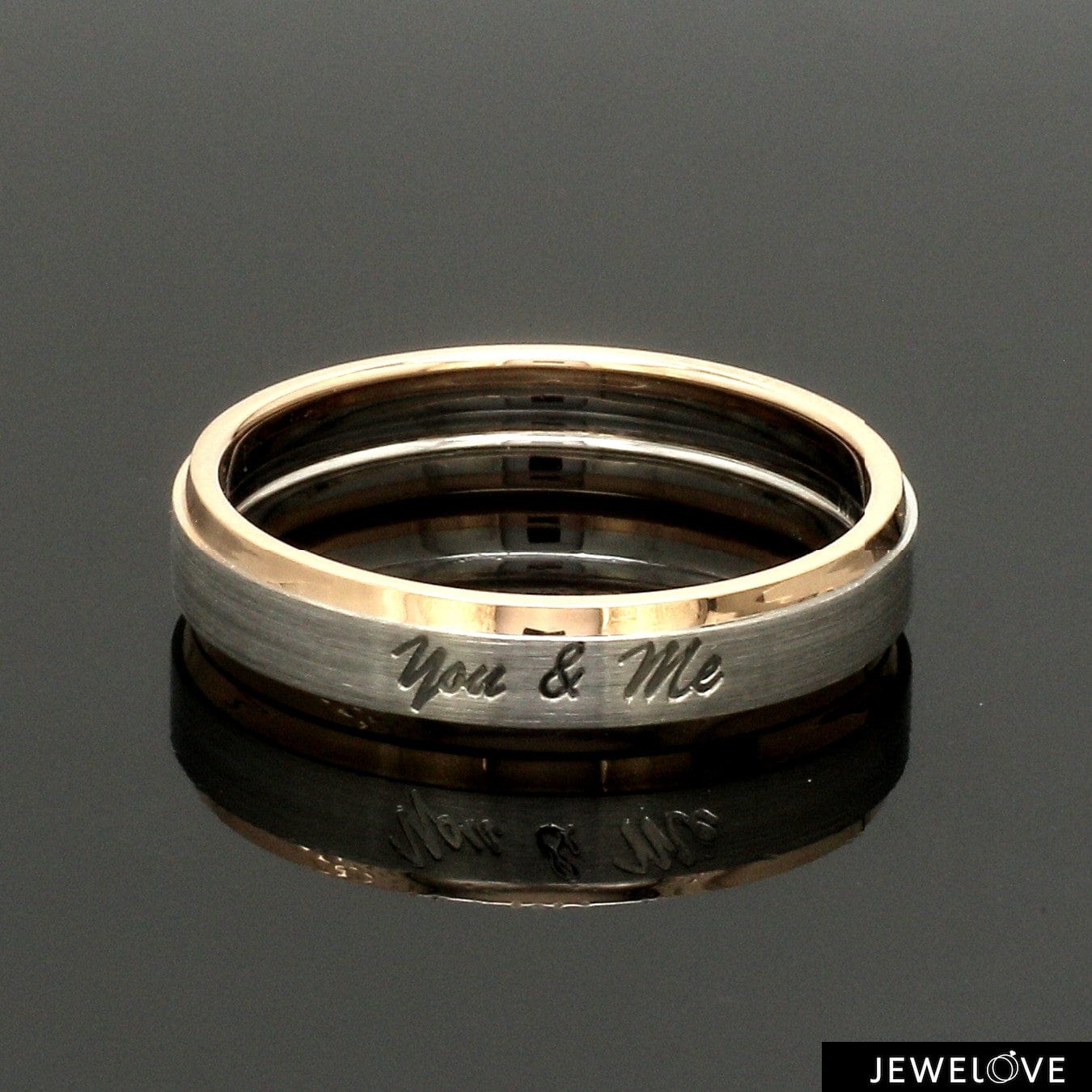 Jewelove™ Rings Men's Band only Platinum Love Bands with Rose Gold JL PT 1404