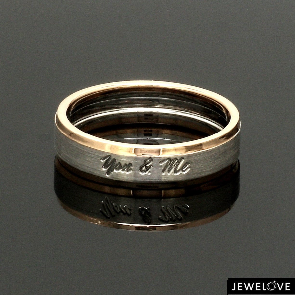 Jewelove™ Rings Women's Band only Platinum Love Bands with Rose Gold JL PT 1404