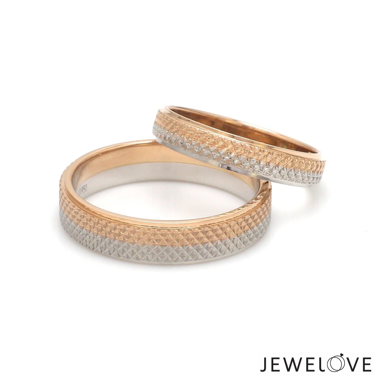 Jewelove™ Rings Platinum Love Bands with Rose Gold Ring JL PT 1406