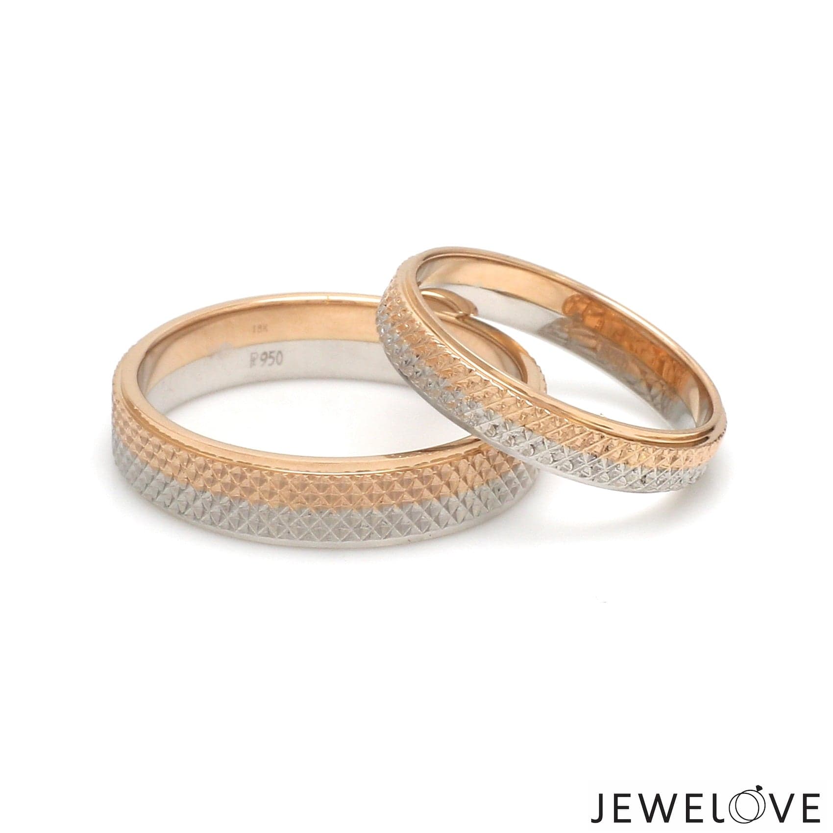 Jewelove™ Rings Platinum Love Bands with Rose Gold Ring JL PT 1406