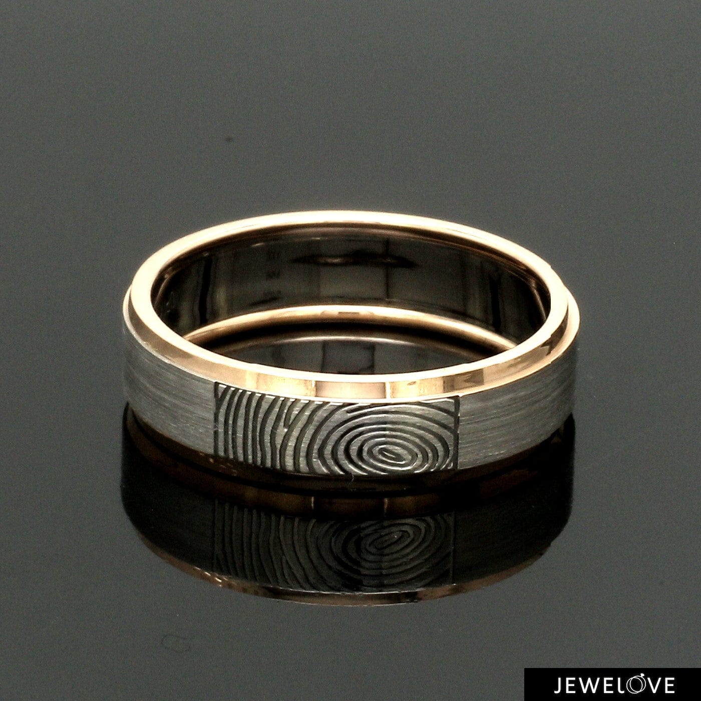 Jewelove™ Rings Men's Band only Platinum Love Bands with Rose Gold Ring JL PT 1408