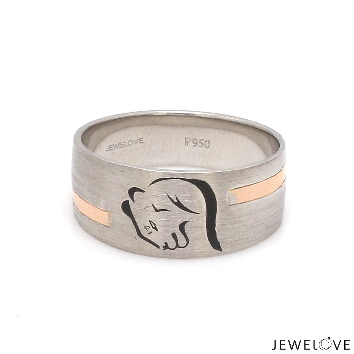 Jewelove™ Rings Platinum Love Bands with Rose Gold Ring JL PT 1413