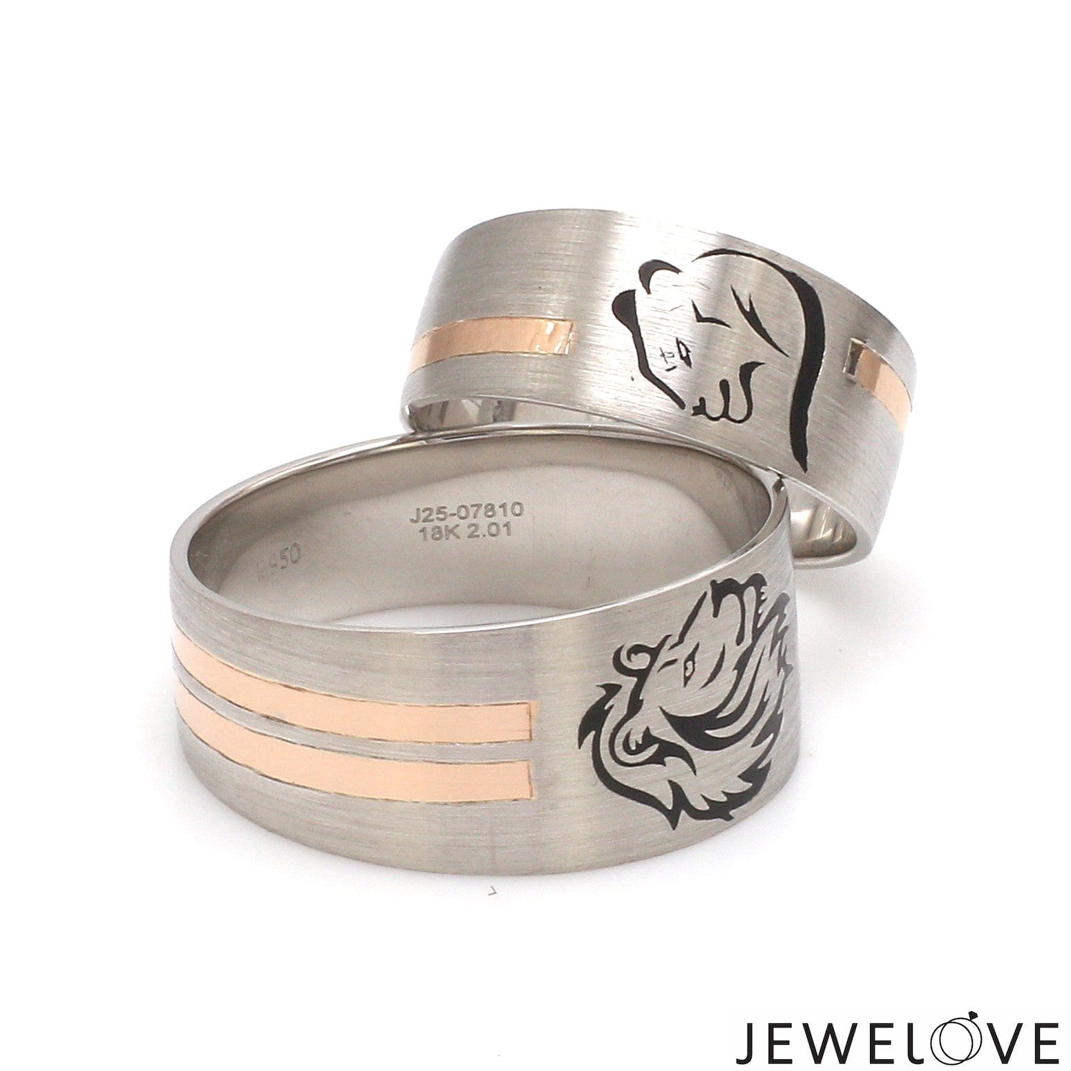 Jewelove™ Rings Platinum Love Bands with Rose Gold Ring JL PT 1413