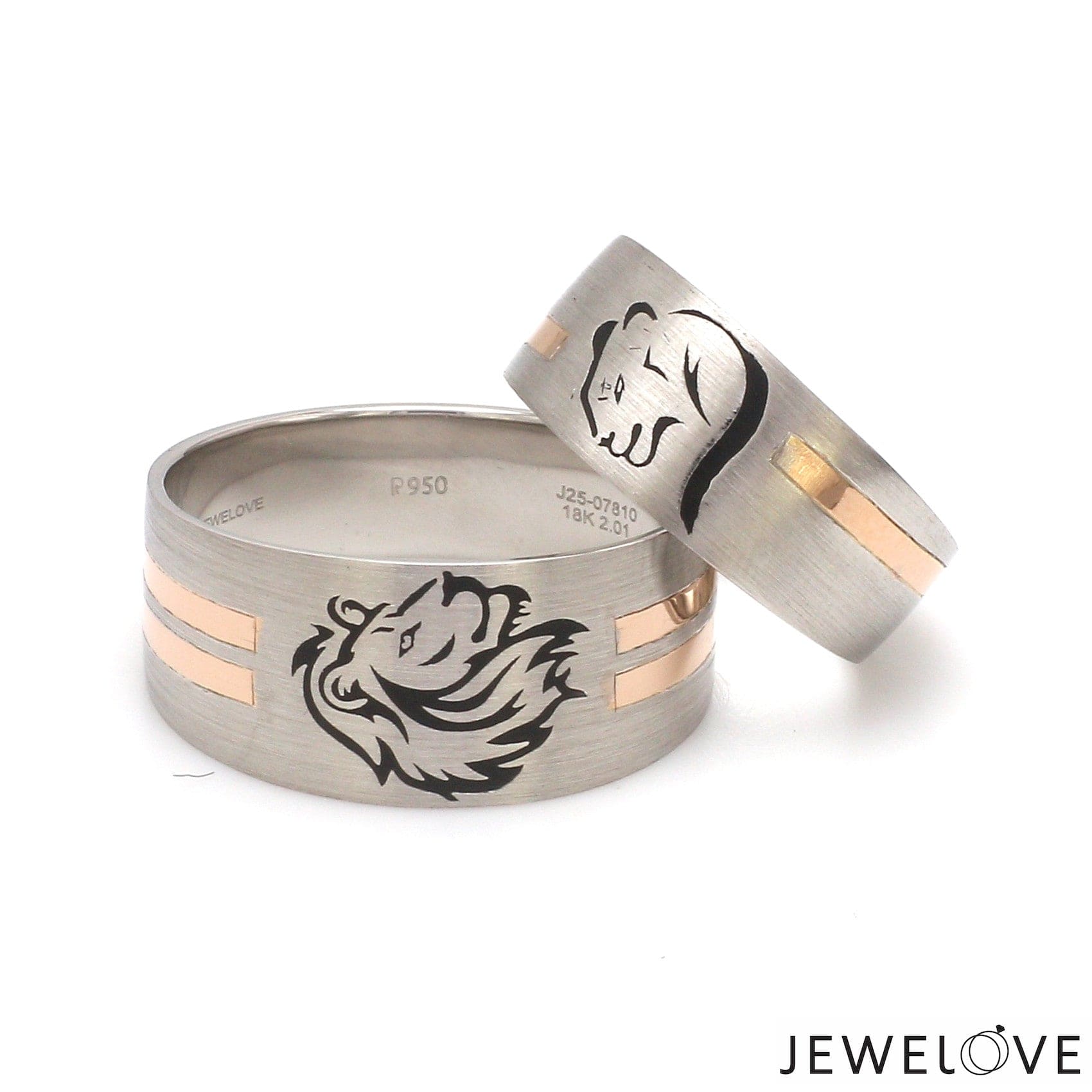 Jewelove™ Rings Platinum Love Bands with Rose Gold Ring JL PT 1413