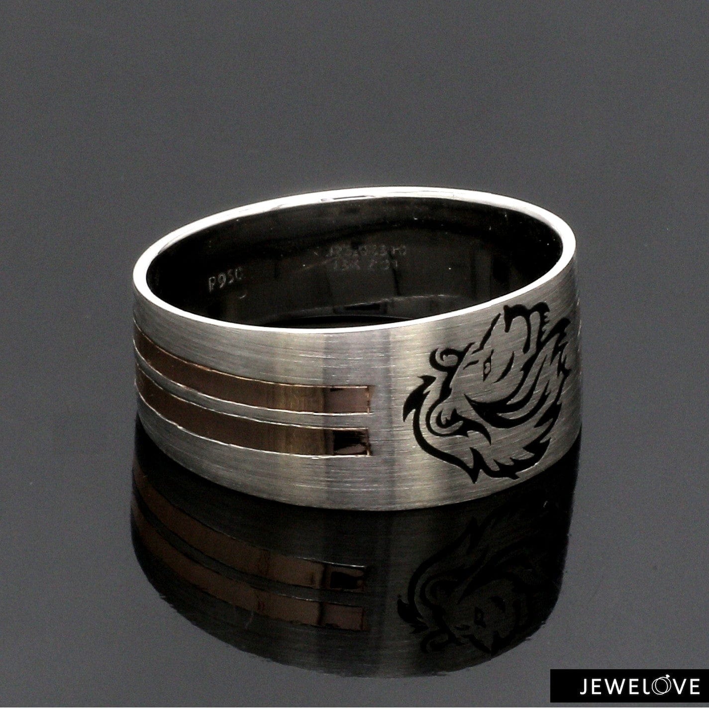 Jewelove™ Rings Platinum Love Bands with Rose Gold Ring JL PT 1413