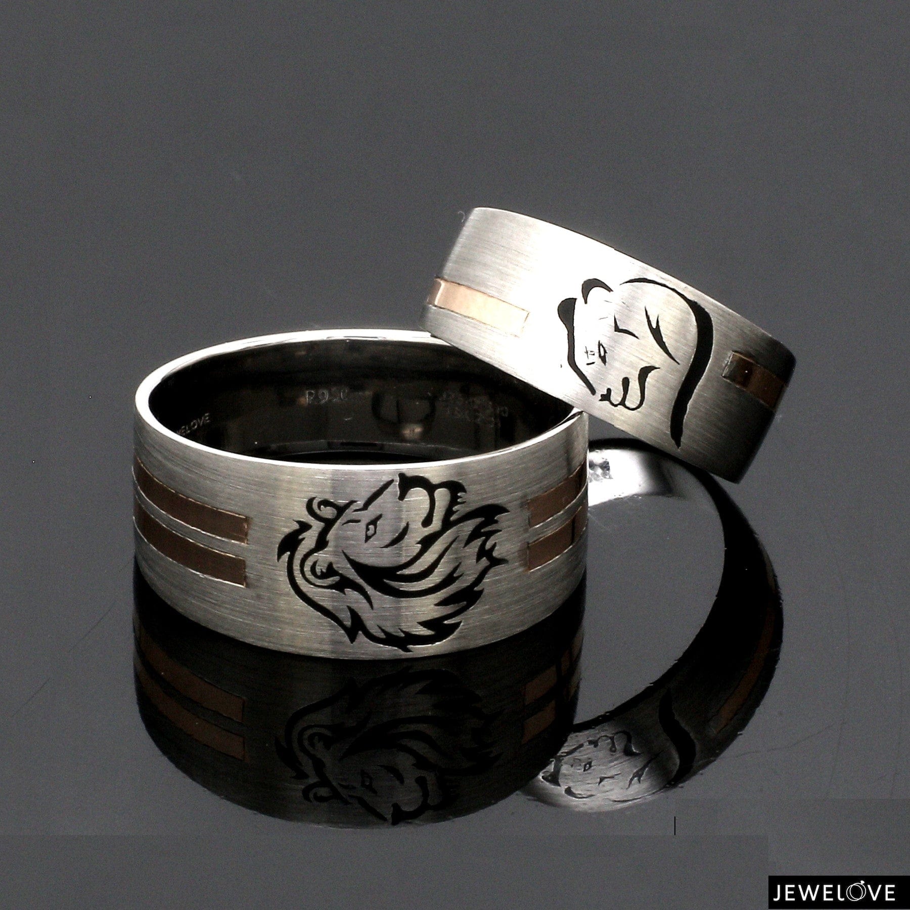 Jewelove™ Rings Platinum Love Bands with Rose Gold Ring JL PT 1413