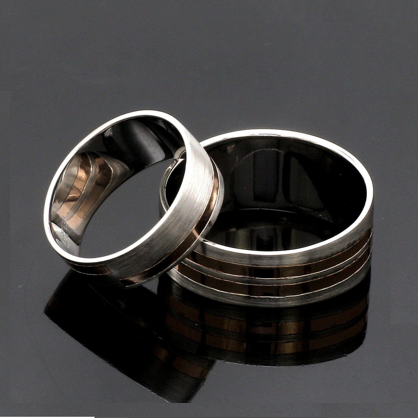 Jewelove™ Rings Platinum Love Bands with Rose Gold Ring JL PT 1413