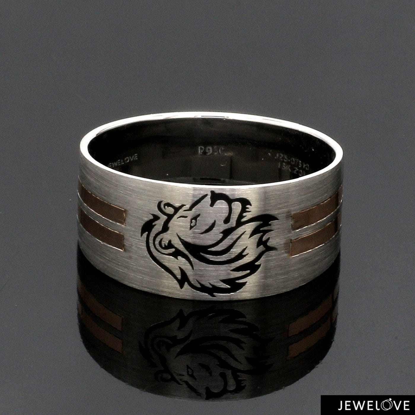 Jewelove™ Rings Men's Band only Platinum Love Bands with Rose Gold Ring JL PT 1413