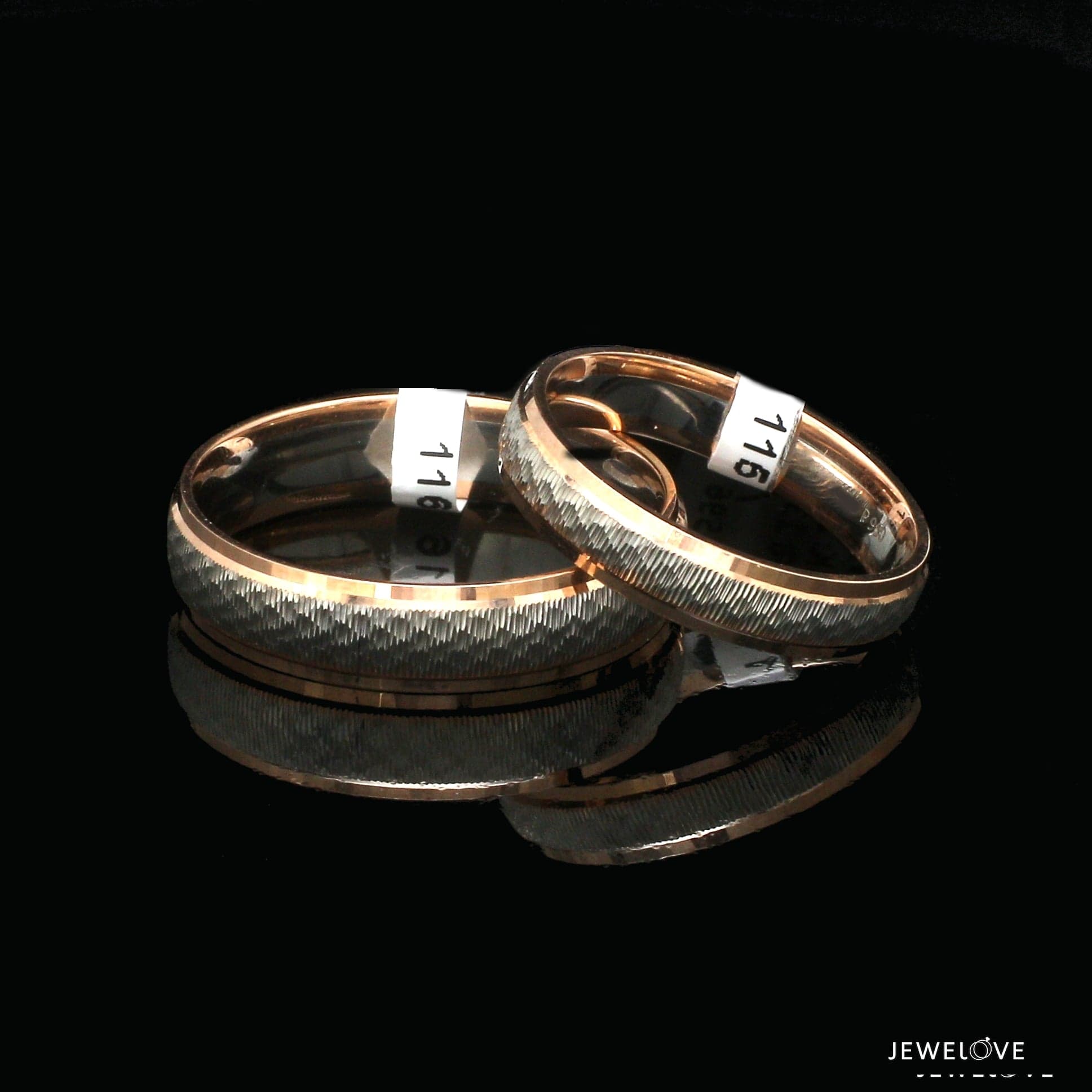 Jewelove™ Rings Both Platinum Love Bands with Rose Gold Ring JL PT 1417