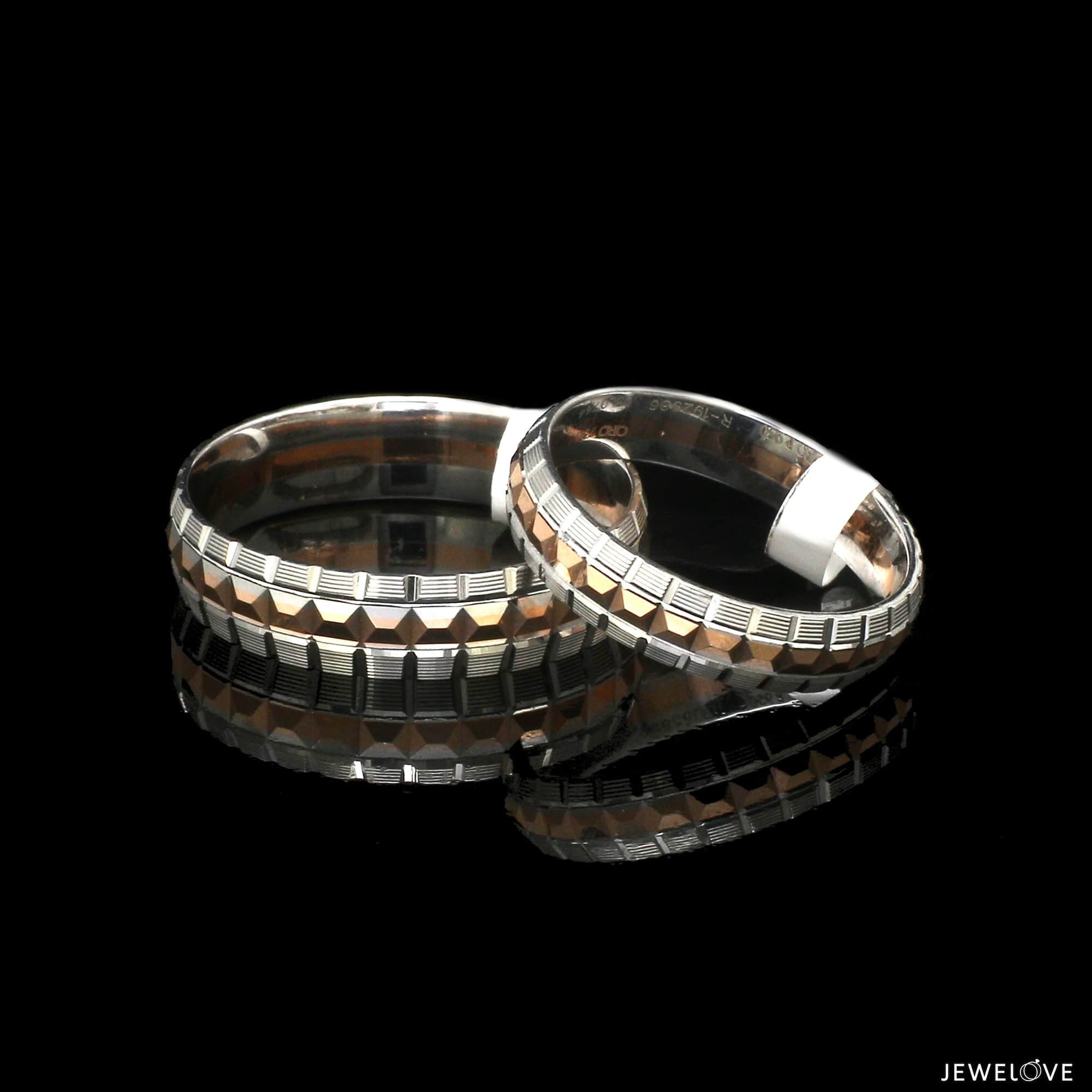 Jewelove™ Rings Both Platinum Love Bands with Rose Gold Ring JL PT 1418