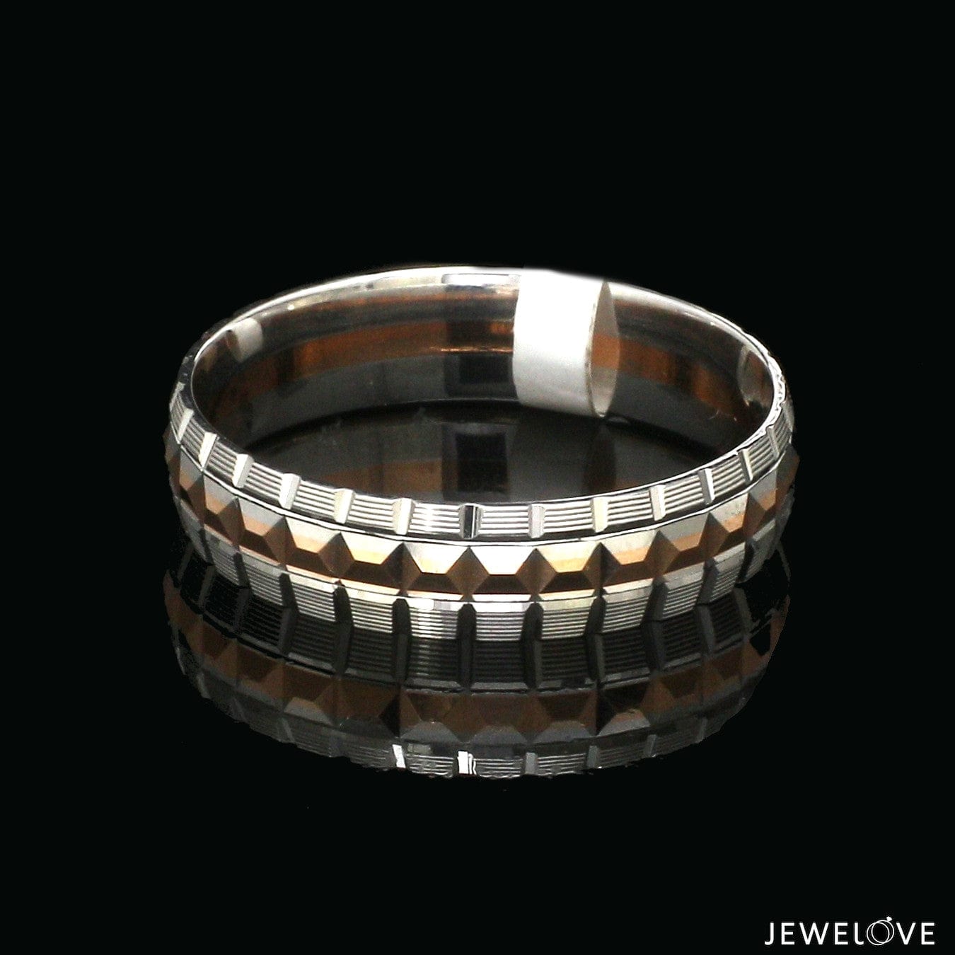Jewelove™ Rings Men's Band only Platinum Love Bands with Rose Gold Ring JL PT 1418