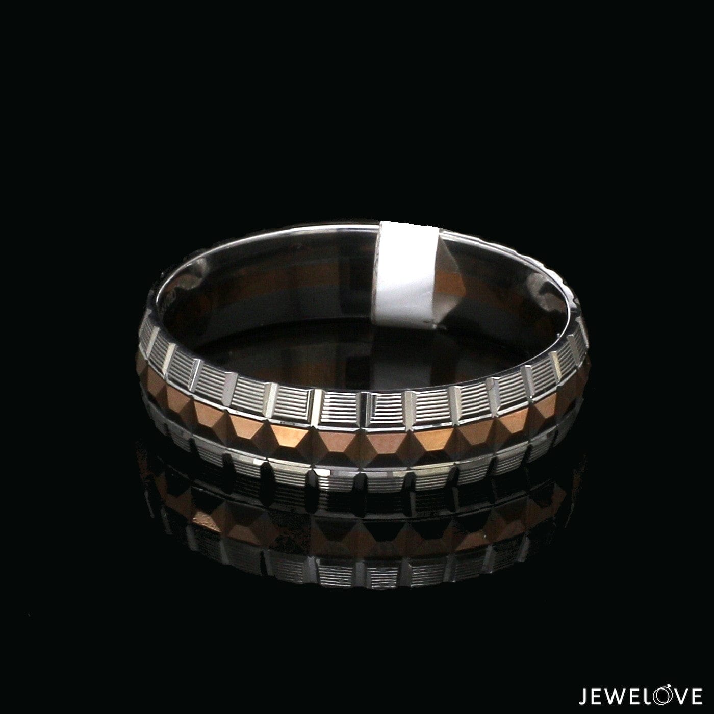Jewelove™ Rings Women's Band only Platinum Love Bands with Rose Gold Ring JL PT 1418