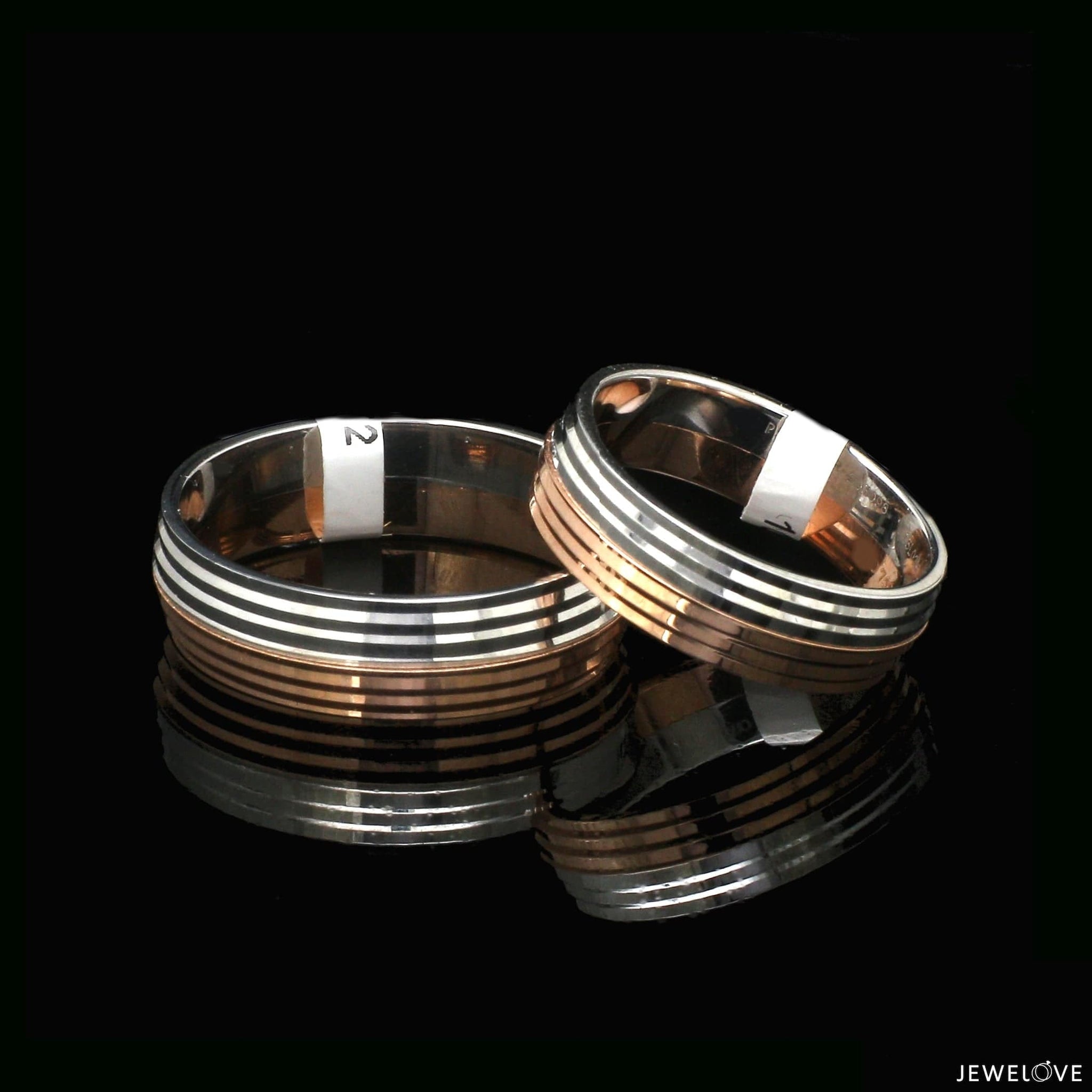Jewelove™ Rings Both Platinum Love Bands with Rose Gold Ring JL PT 1420