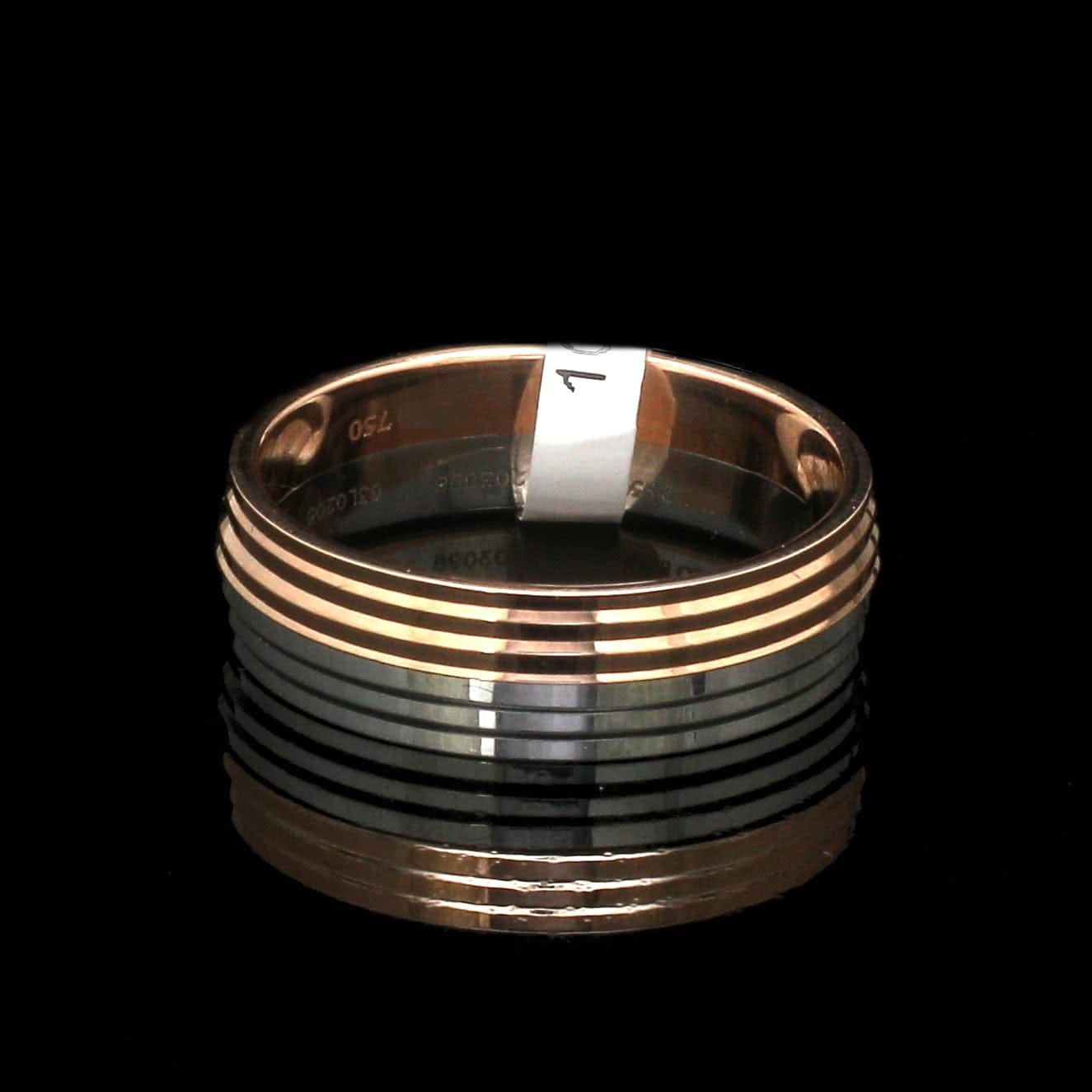 Jewelove™ Rings Men's Band only Platinum Love Bands with Rose Gold Ring JL PT 1420