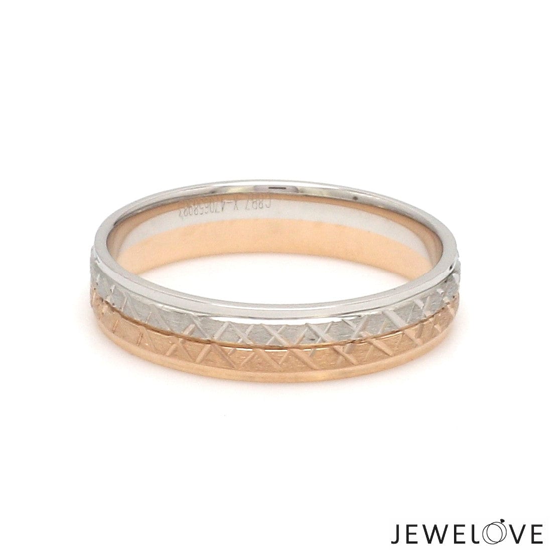 Jewelove™ Rings Platinum Love Bands with Rose Gold Unisex Ring JL PT 1407
