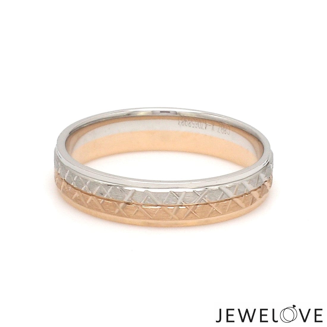 Jewelove™ Rings Platinum Love Bands with Rose Gold Unisex Ring JL PT 1407